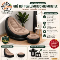 Ghế Hơi Tựa Lưng Bọc Nhung BETEX Cao Cấp - Mềm Mịn Êm Ái, Có Đệm Hơi Lót Chân Cao Cấp Chịu Trọng Tải Lên Tới 150kg