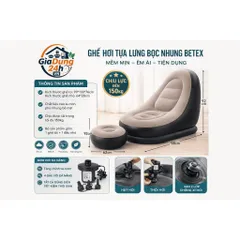 Ghế Hơi Tựa Lưng Bọc Nhung BETEX Cao Cấp - Mềm Mịn Êm Ái, Có Đệm Hơi Lót Chân Cao Cấp Chịu Trọng Tải Lên Tới 150kg