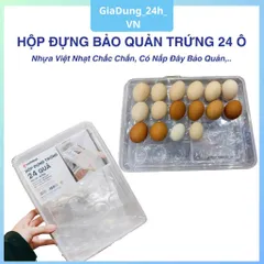 COMBO 5 Hộp đựng trứng 24 quả có nắp đậy nhựa Việt Nhật (6786), khay bảo quản trứng không bị vỡ chắc chắn VN