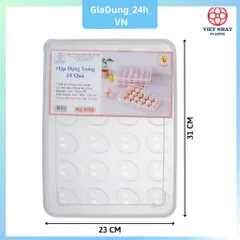 COMBO 5 Hộp đựng trứng 24 quả có nắp đậy nhựa Việt Nhật (6786), khay bảo quản trứng không bị vỡ chắc chắn VN
