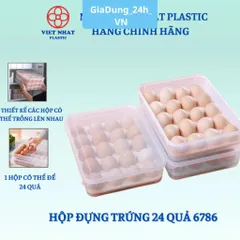 COMBO 5 Hộp đựng trứng 24 quả có nắp đậy nhựa Việt Nhật (6786), khay bảo quản trứng không bị vỡ chắc chắn VN