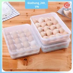 COMBO 5 Hộp đựng trứng 24 quả có nắp đậy nhựa Việt Nhật (6786), khay bảo quản trứng không bị vỡ chắc chắn VN
