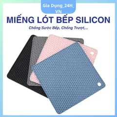 Miếng Lót Bếp Từ Silicon Cao Cấp Chống Xước Chịu Nhiệt 200°C Dễ Vệ Sinh Set 4 Miếng 180x180x6mm