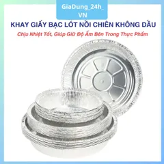 Set 10,30,50 Khay Giấy Bạc Lót Nồi Chiên Không Dầu 22cm - Chịu Nhiệt Cao, Dễ Vệ Vinh Khi Nấu Nướng