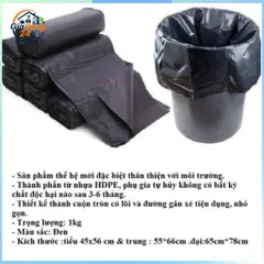 Combo 6 cuộn 90 túi rác dây rút chịu lực kích thước 45x50 túi rác đen chống dò nước tự phân hủy