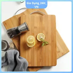 Thớt Gỗ Tre Nhà Bếp Có Khuy Treo Chống Nấm Mốc Bền Đẹp Kháng Khuẩn Không Bị Mùn Dâm Không Thấm Nước 24x34x2