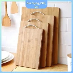 Thớt Gỗ Tre Nhà Bếp Có Khuy Treo Chống Nấm Mốc Bền Đẹp Kháng Khuẩn Không Bị Mùn Dâm Không Thấm Nước 24x34x2