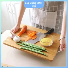 Thớt Gỗ Tre Nhà Bếp Có Khuy Treo Chống Nấm Mốc Bền Đẹp Kháng Khuẩn Không Bị Mùn Dâm Không Thấm Nước 24x34x2