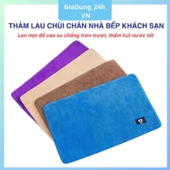 Thảm Lau Chùi Chân Nhà Bếp Khách Sạn 40cm x 60cm Len Mịn Đế Cao Su Chống Trơn Trượt, Thấm Hút Nước Tốt