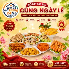 [Việt Nhật]  Bộ Bát Ngày Lễ Tết, Giỗ Cúng Gia Tiên. Bộ Bát Đĩa Hoa Mặt Trời 7 Món Đa NĂng + Bát Thuyền Đựng Gà