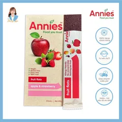 Thanh trái cây sấy dẻo táo & dâu tây New Zealand Annie’s Apple & Strawberry Fruit Flats 8 thanh x 10g