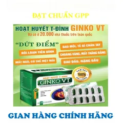 HOẠT HUYẾT T-ĐÌNH GINKO VT -GIÚP TĂNG CƯỜNG TUẦN HOÀN MÁU NÃO-GIẢM ĐAU ĐẦU-HOA MẮT-CHÓNG MẶT-MẤT NGỦ
