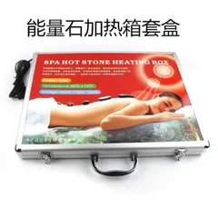 Hộp hấp đá nóng massage cắm điện kèm bộ 16 viên đá nóng massage body, vali hấp đá nóng 832985
