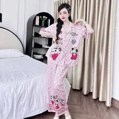 ĐỒ BỘ PIJAMA NỮ LỤA LATINH CAO CẤP – HỌA TIẾT DỄ THƯƠNG