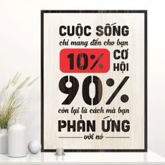 Tranh gỗ 3D cắt lớp – Cuộc sống chỉ mang đến cho bạn 10% cơ hội, 90% còn lại là cách mà bạn phản ứng với nó “Cuộc sống c