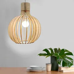 Đèn gỗ dáng củ tỏi  đèn thả trần và nhiều đèn nữa