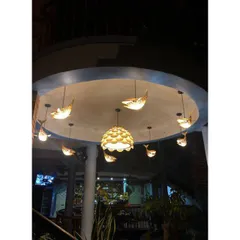 Đèn gỗ cá voi thả trần phòng khách, cầu thang, trang trí cửa hàng