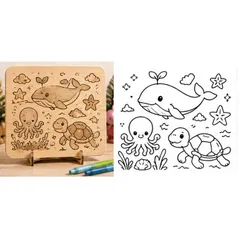 BẢNG GỖ TÔ MÀU SÁNG TẠO CHO BÉ –  🌸 Tết – Mùa xuân • 🦖 Khủng long • 🦫 Capybara • 🎃 Halloween • 🦌 Động vật rừng • 🎅 Noel