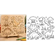 BẢNG GỖ TÔ MÀU SÁNG TẠO CHO BÉ –  🌸 Tết – Mùa xuân • 🦖 Khủng long • 🦫 Capybara • 🎃 Halloween • 🦌 Động vật rừng • 🎅 Noel