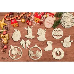 Trang trí Noel bằng gỗ, Set tô màu, decor sáng tạo trang trí Noel, mảnh gỗ tô màu cho bé