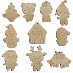 Trang trí Noel bằng gỗ, Set tô màu, decor sáng tạo trang trí Noel, mảnh gỗ tô màu cho bé