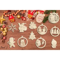 Trang trí Noel bằng gỗ, Set tô màu, decor sáng tạo trang trí Noel, mảnh gỗ tô màu cho bé