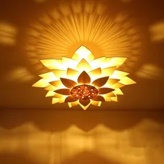 Đèn gỗ hoa sen DIY- Đèn thả trần trang trí Decor nội thất, nhà hàng, cửa hàng, quán Cafe, resort