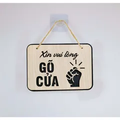 Biển bảng gỗ decor xin vui lòng gõ cửa - bảng gỗ trang trí gia đình