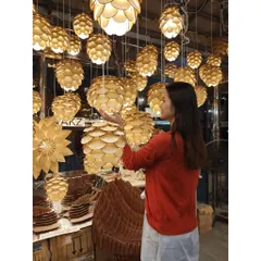 đèn gỗ quả thông nhỏ