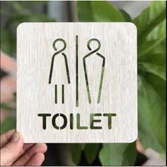 Bảng Gỗ AKZ Toilet - WC Nam Nữ - Resroom, bảng gỗ treo, chỉ hướng nhà vệ sinh AKZTL14