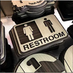 Bảng Gỗ AKZ Toilet - WC Nam Nữ - Resroom, bảng gỗ treo, chỉ hướng nhà vệ sinh AKZTL13