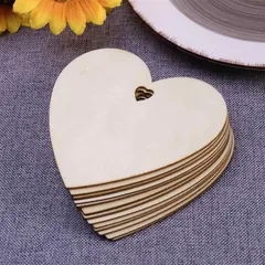 Miếng decor trang trí DIY Trái tim gỗ, hình tròn gỗ, ngôi sao gỗ 10cm