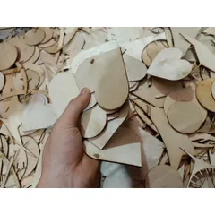 Miếng decor trang trí DIY Trái tim gỗ, hình tròn gỗ, ngôi sao gỗ 10cm