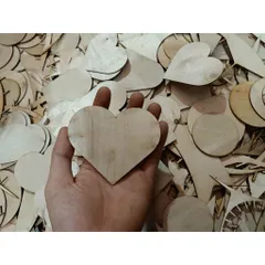 Miếng decor trang trí DIY Trái tim gỗ, hình tròn gỗ, ngôi sao gỗ 10cm