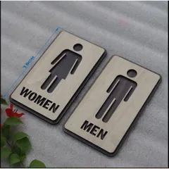 Bảng Gỗ AKZ Toilet - WC Nam Nữ - Resroom, bảng gỗ treo, chỉ hướng nhà vệ sinh AKZTL15