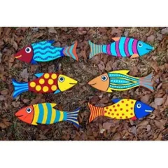 Set 100con cá gỗ tô màu, các hình tô màu cho bé