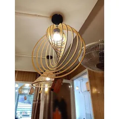 Đèn gỗ nghệ thuật tròn đồng tâm xoáy