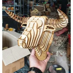 Đầu trâu 3d puzzle mô hình decor nhà cửa
