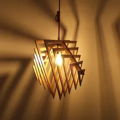 Đèn thả trần kiểu dáng đặc biệt Gỗ DIY 102, đèn gỗ tam giác, đèn gỗ trang trí