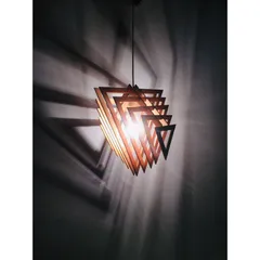 Đèn thả trần kiểu dáng đặc biệt Gỗ DIY 102, đèn gỗ tam giác, đèn gỗ trang trí