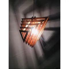 Đèn thả trần kiểu dáng đặc biệt Gỗ DIY 102, đèn gỗ tam giác, đèn gỗ trang trí