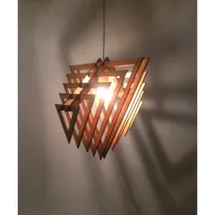 Đèn thả trần kiểu dáng đặc biệt Gỗ DIY 102, đèn gỗ tam giác, đèn gỗ trang trí
