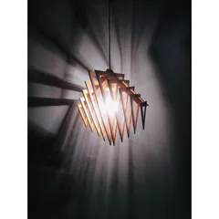 Đèn thả trần kiểu dáng đặc biệt Gỗ DIY 102, đèn gỗ tam giác, đèn gỗ trang trí