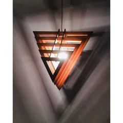 Đèn thả trần kiểu dáng đặc biệt Gỗ DIY 102, đèn gỗ tam giác, đèn gỗ trang trí