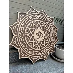 Tranh Gỗ Mandala Chữ Om Treo tường điêu khắc Hoa Mandala chữ Om decor trang trí phòng yoga nhà cửa quán cafe homestay
