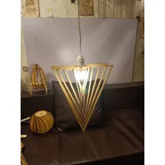 Đèn trang trí nội thất ,cửa hàng Gỗ DIY 143, đèn gỗ xoắn tam giác, đèn gỗ tam giác, đèn gỗ xoáy