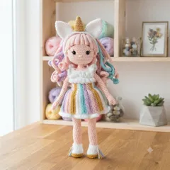 Móc Len Thủ Công Cô Bé Kỳ Lân Cổ Tích Sofia Đáng Yêu - Quà Tặng Cho Bé | Đồ Chơi Handmade Amigurumi