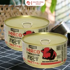 Thịt bò hộp 325g Glavproduct nhập khẩu Nga thơm ngon food đồ ăn