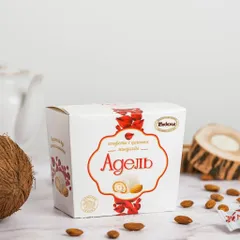 Kẹo Chocolate phủ dừa Nga hộp 150g Adelle Akkond  nhập khẩu thơm ngon