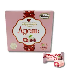 Kẹo Chocolate phủ dừa nhân cherry Nga hộp 150g Adelle Akkond  nhập khẩu thơm ngon